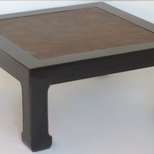 Black Lacquer Coffee Table with Cane Top
