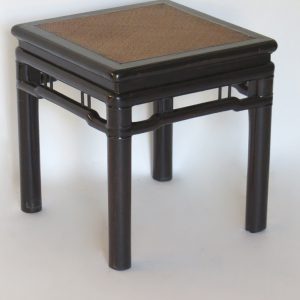 Black Lacquered Stool with Cane Top
