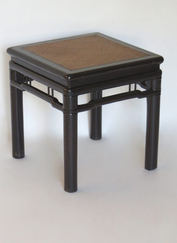 Black Lacquered Stool with Cane Top
