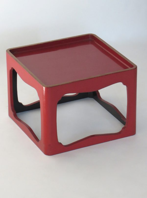 Red Lacquer Tray with Gold Trim