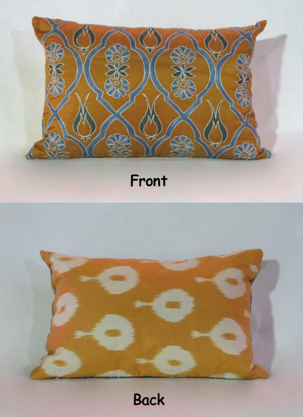 Hand-Loomed Uzbek Suzani with Ikat Back Pillow