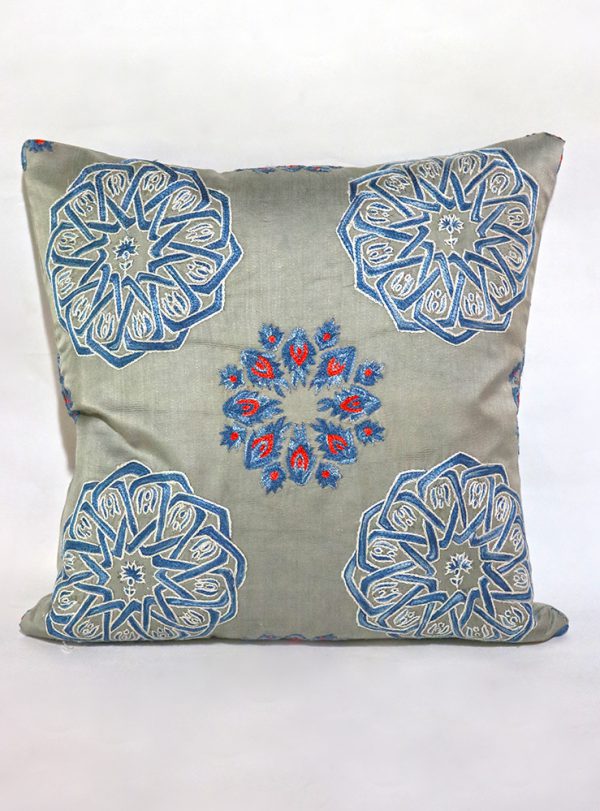 Hand-Stitched Uzbek Silk Suzani Pillow