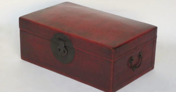 Red Leather Trunk, Zhejiang Province, China, 19th Century