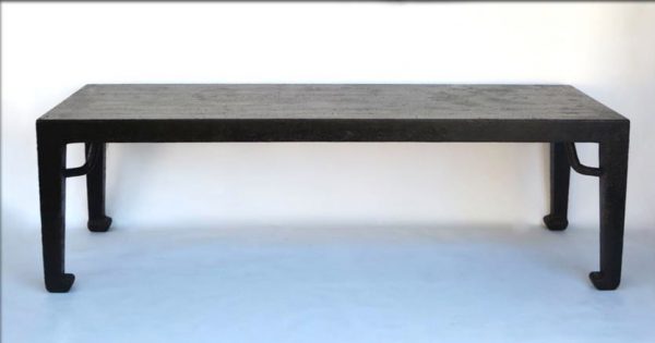 Black Lacquer Crackle Dinning Table, China, 19th Century