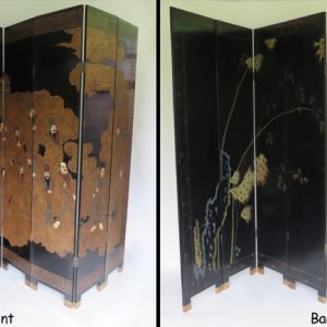 Two-Sided, 8-Panel Black Lacquered Coromandel Folding Screen