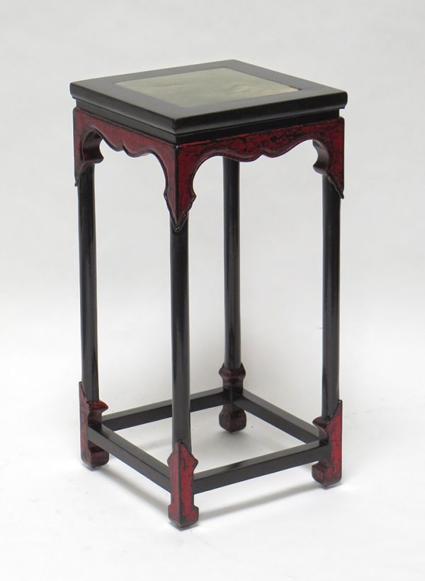 Black Lacquer Flower Stand with Stone