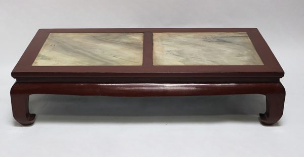 Red Lacquer Coffee Table with Stone Top