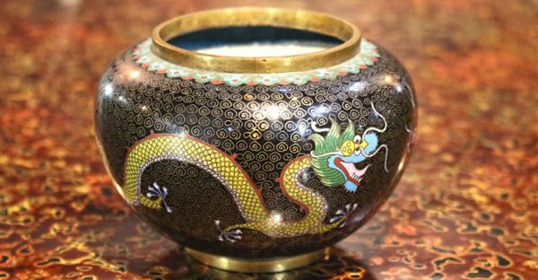 Chinese Cloisonne Dragon Bowl