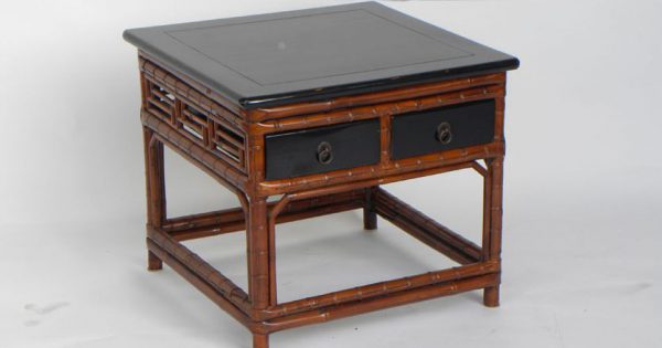 Bamboo Low Table with Black Lacquer Top, Shanxi Province, China, c. 1796-1820