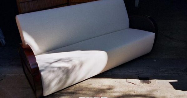 Art Deco Style Sofa with Chicken Wing Wood Frame, Shanghai, China, Seat Height 17"
