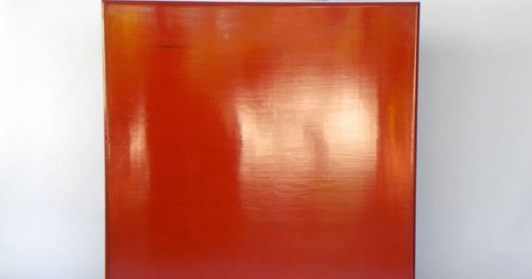 Elm Wood Red Lacquer Sqaure Table Top, China, Newly Made