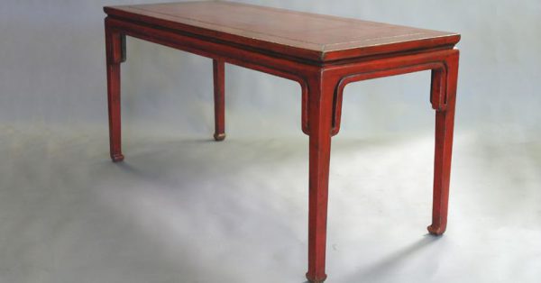 Elm Red Lacquer Waisted Painting Table, Shanxi Province, China, c. 1720