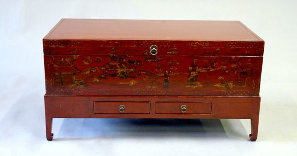 Red Lacquer and Gilt Painted Chest on Stand, Shanxi Province, China, c.1870