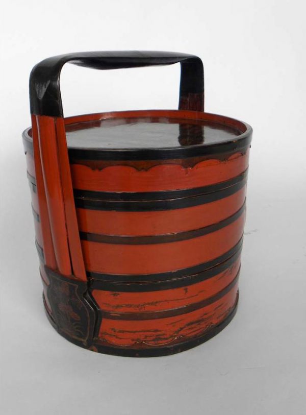 Red Lacquer Food Barrel, Fujian Province, China, Late 19th Century