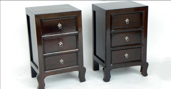 Walnut 3 Drawer Side Cabinet