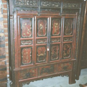 4-Door Elm Wood Painted Cabinet