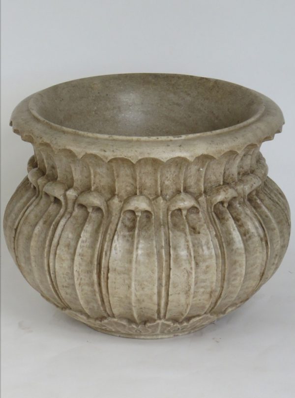 Hand Carved White Marble Planter