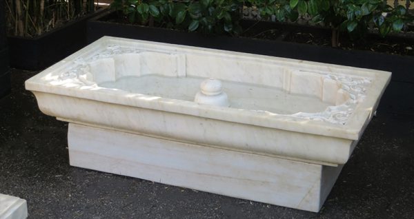 Hand Carved Rectangular White Marble Fountain