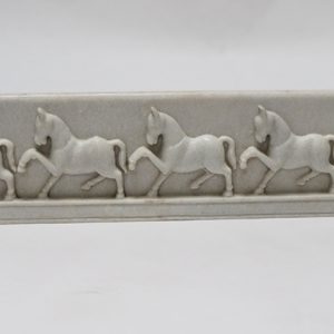 Hand Carved White Marble Horse Panel