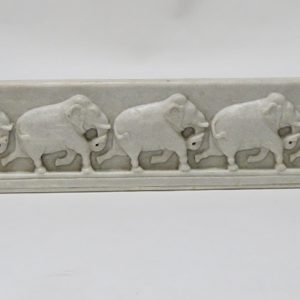 Hand Carved White Marble Elephant Panel