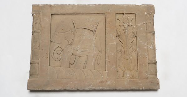 Hand Carved Sandstone Elephant Panel