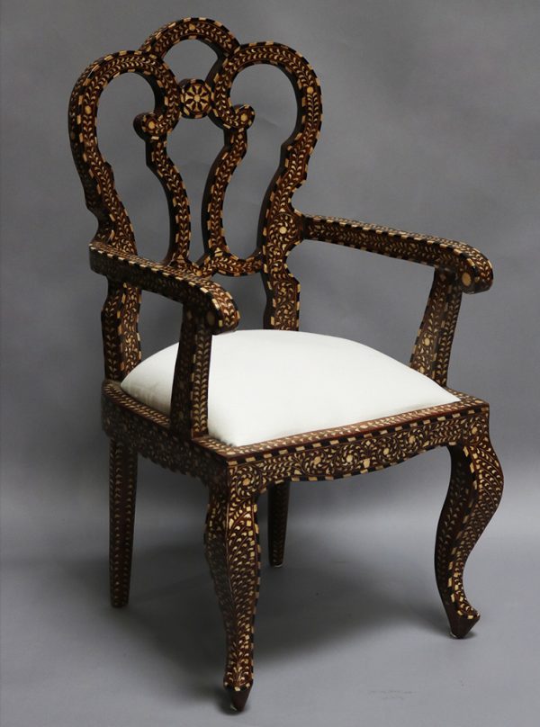 Wood and Bone Inlay Armchair
