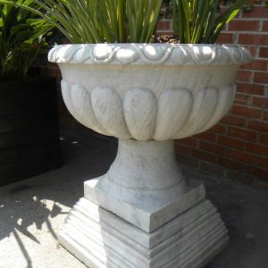 Carved White Marble Planter