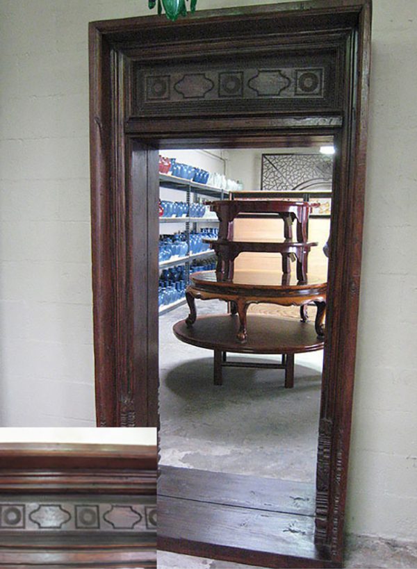 Hand Carved Wooden Door Frame with Mirror