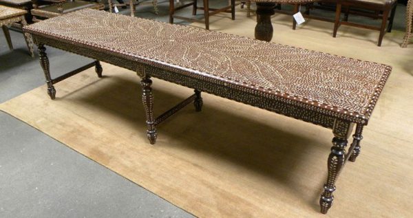 Wood and Bone Inlay Table