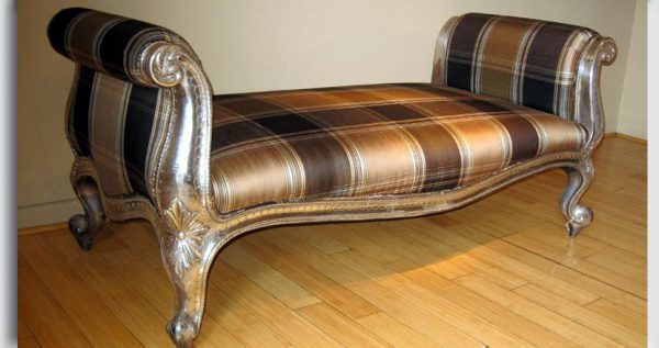 Silver Foiled Covered Wooden Divan. India.