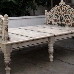 Marble Bed With Inlay