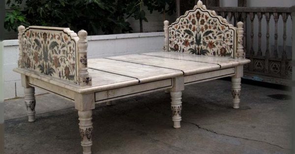 Marble Bed With Inlay