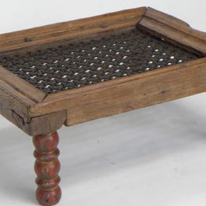 Metal Jali with Wooden Frame as Table with Painted and Turned Legs