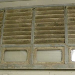 Louvered Wooden Panel with Glass Inserts