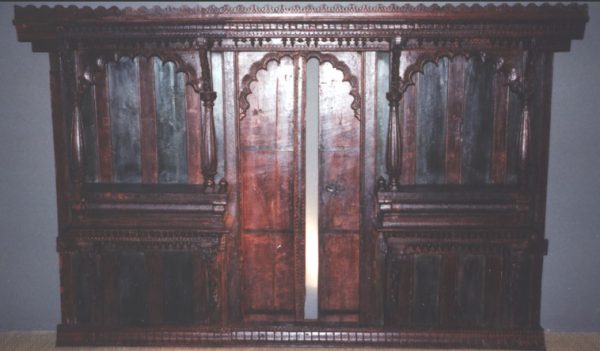 Wood Painted Jharsha (HINDU Temple) with Sliding Doors