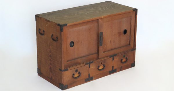 Tansu with sliding doors and three drawers