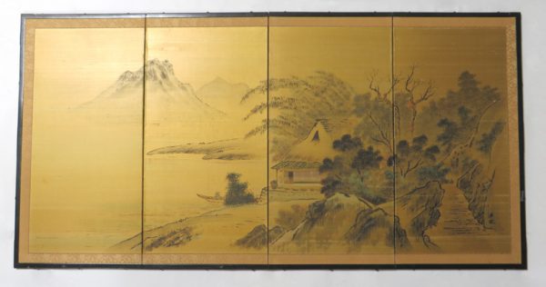 4-Panel Painted Silk Screen