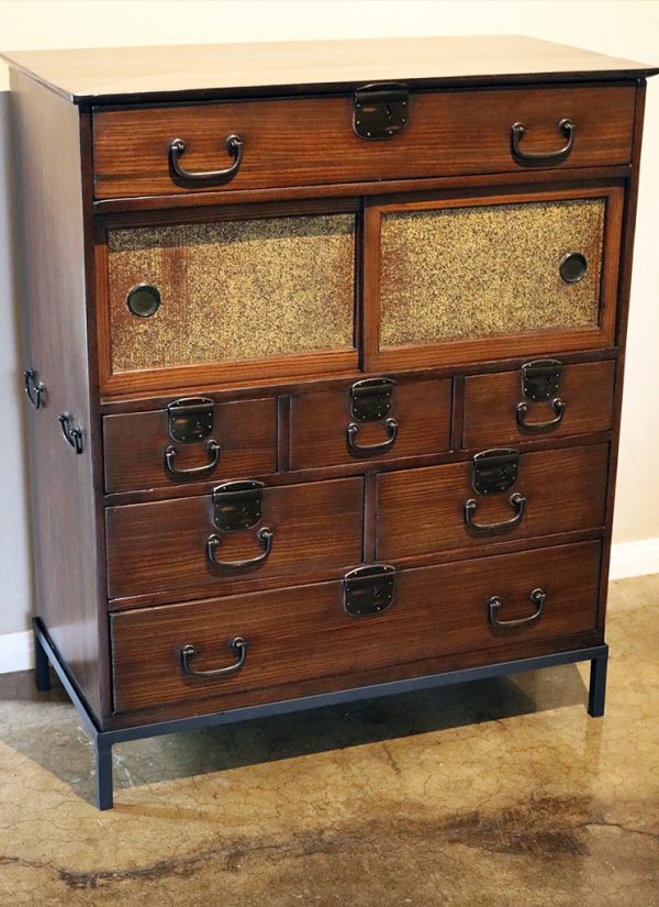 Tea Tansu Chest with Metal Stand