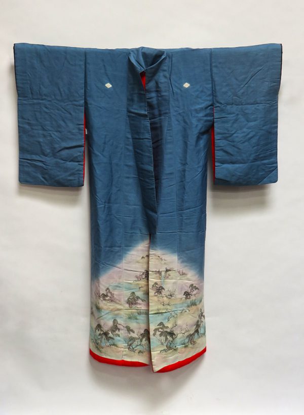 Silk Uchikake Kimono with Idyllic Landscape Pattern