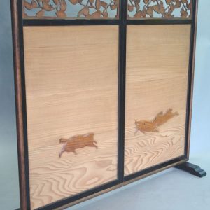 Double Sided Wooden Sliding Doors from Japan, Late 19th c. Adapted into a Free Standing Panel