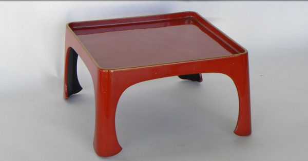Red Lacquer Tray With Gold Trim, Japan