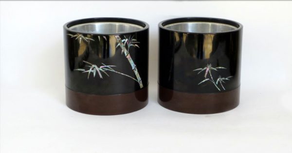 Black Lacquer and Mother of Pearl Inlay Hibachi, Japan