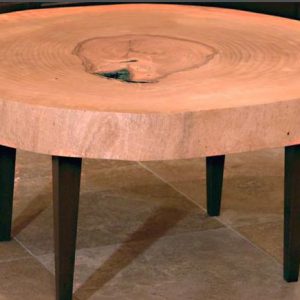 Ash Slab Table Top with Wood Legs