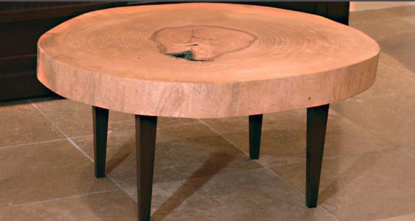 Ash Slab Table Top with Wood Legs