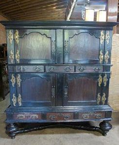 Brass and Wood Dutch Cupboard