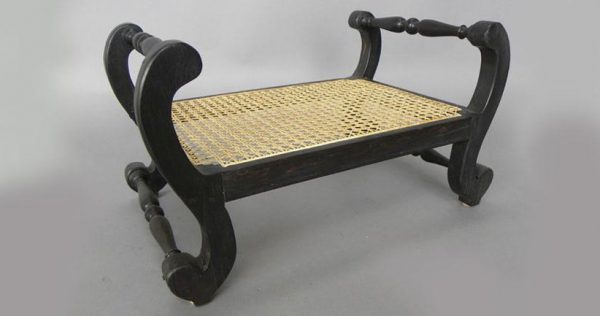 Ebony And Cane Foot Stool.