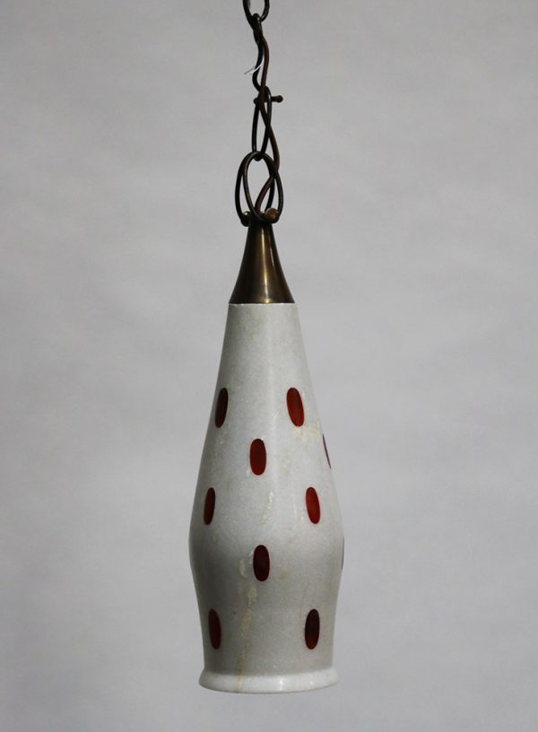 White Marble with Cornelian Inlay Pendant Light