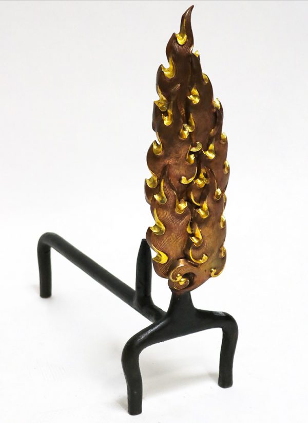 Pair of Copper Flame Andirons