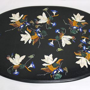 Oval Magnolia Inlay Marble Table Top