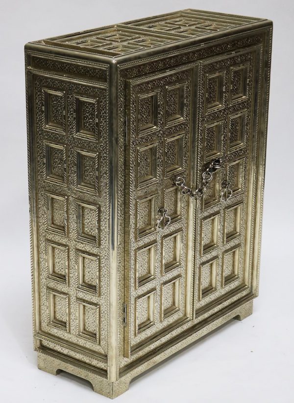 Teak Wood and White Bronze Cupboard